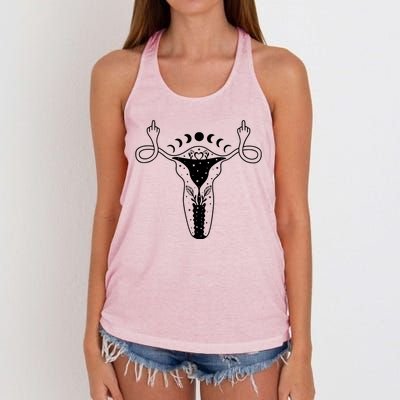 Pro Roe Middle Finger Uterus Womens Rights Women's Knotted Racerback Tank