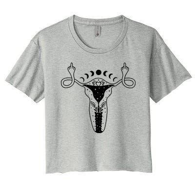 Pro Roe Middle Finger Uterus Womens Rights Women's Crop Top Tee