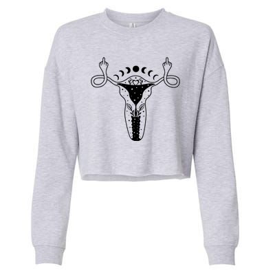 Pro Roe Middle Finger Uterus Womens Rights Cropped Pullover Crew