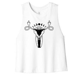 Pro Roe Middle Finger Uterus Womens Rights Women's Racerback Cropped Tank