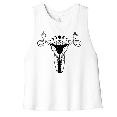 Pro Roe Middle Finger Uterus Womens Rights Women's Racerback Cropped Tank