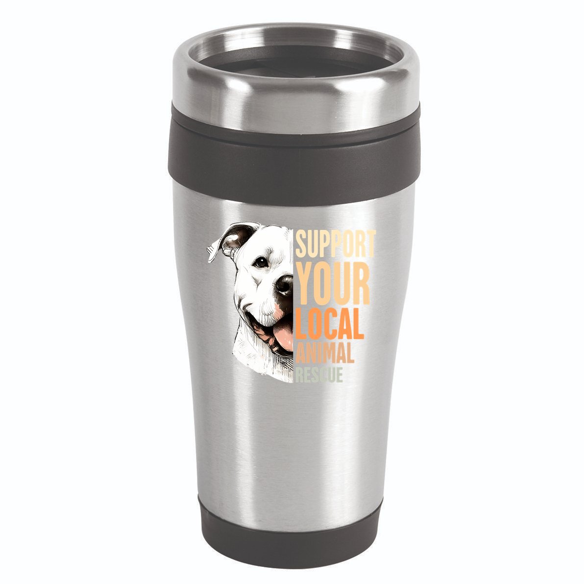 Pitbull Rescue Mom Adoption Support Your Local Animal Rescue  16oz Travel Tumbler