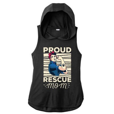 Proud Resuce Mom Dog Rescue Ladies PosiCharge Tri-Blend Wicking Draft Hoodie Tank