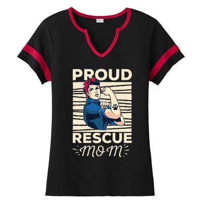 Proud Resuce Mom Dog Rescue Ladies Halftime Notch Neck Tee