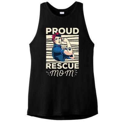 Proud Resuce Mom Dog Rescue Ladies PosiCharge Tri-Blend Wicking Tank