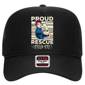 Proud Resuce Mom Dog Rescue High Crown Mesh Back Trucker Hat