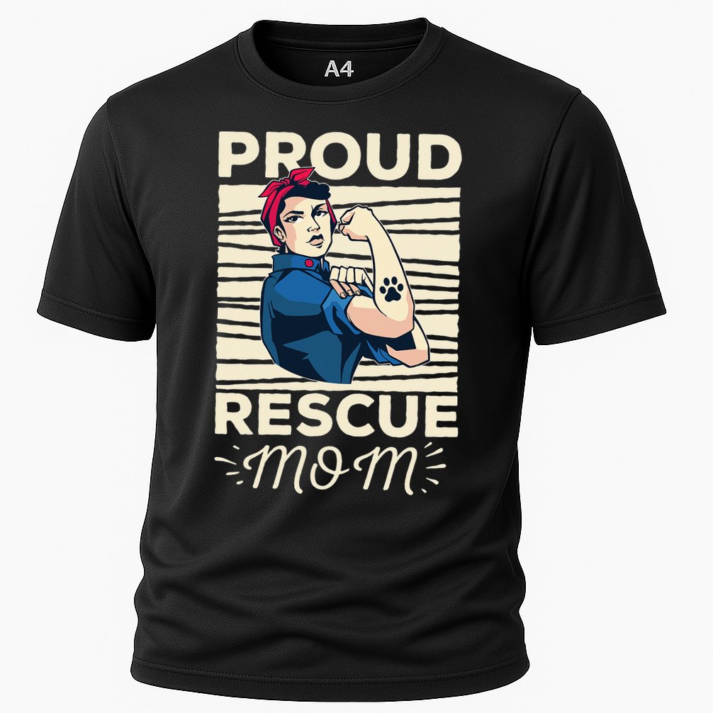 Proud Resuce Mom Dog Rescue Cooling Performance Crew T-Shirt