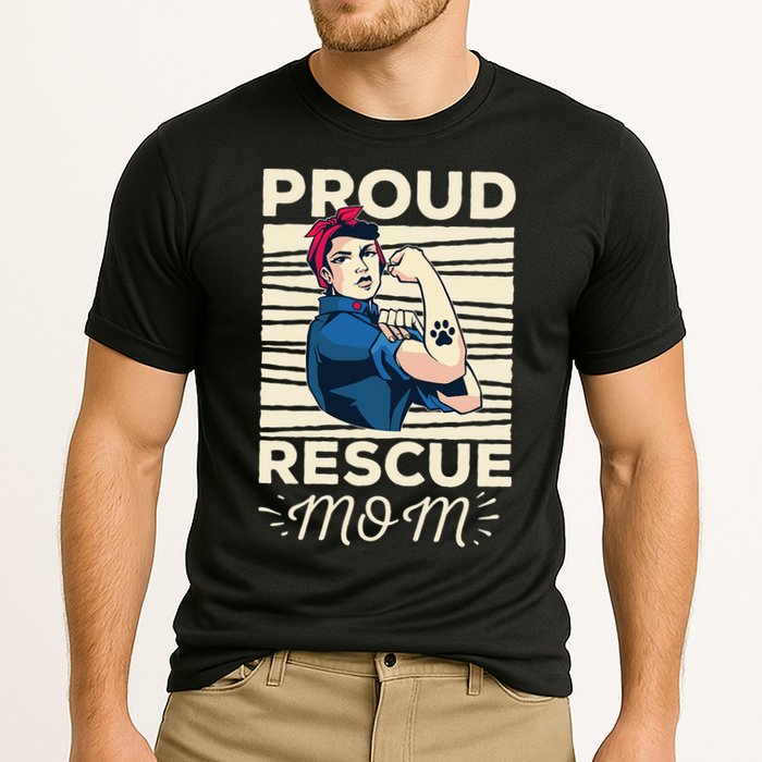 Proud Resuce Mom Dog Rescue Cooling Performance Crew T-Shirt