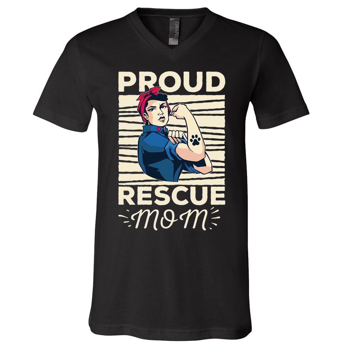 Proud Resuce Mom Dog Rescue V-Neck T-Shirt
