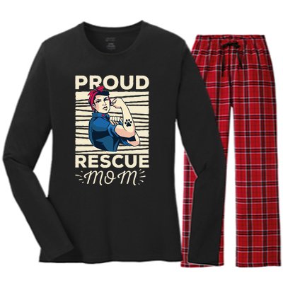 Proud Resuce Mom Dog Rescue Women's Long Sleeve Flannel Pajama Set 