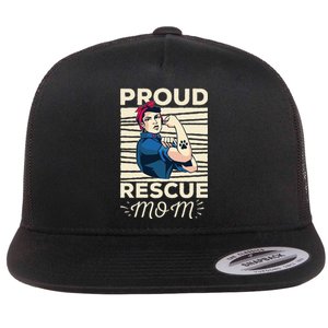 Proud Resuce Mom Dog Rescue Flat Bill Trucker Hat