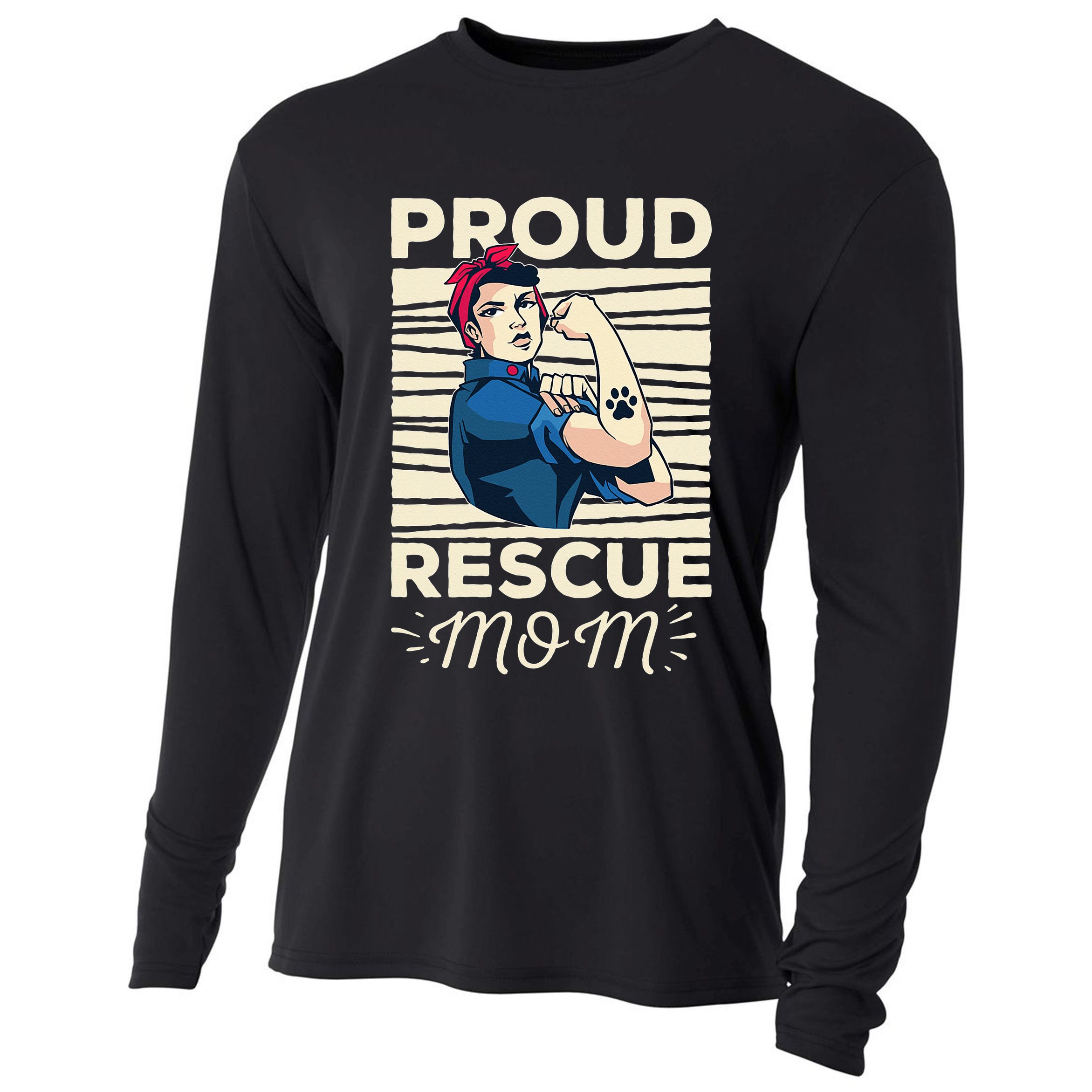 Proud Resuce Mom Dog Rescue Cooling Performance Long Sleeve Crew
