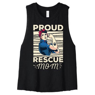 Proud Resuce Mom Dog Rescue Women's Racerback Cropped Tank