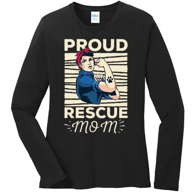 Proud Resuce Mom Dog Rescue Ladies Long Sleeve Shirt