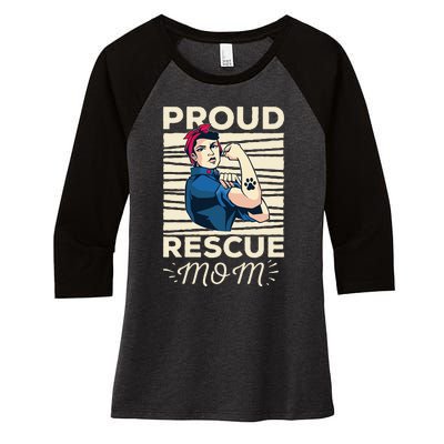 Proud Resuce Mom Dog Rescue Women's Tri-Blend 3/4-Sleeve Raglan Shirt