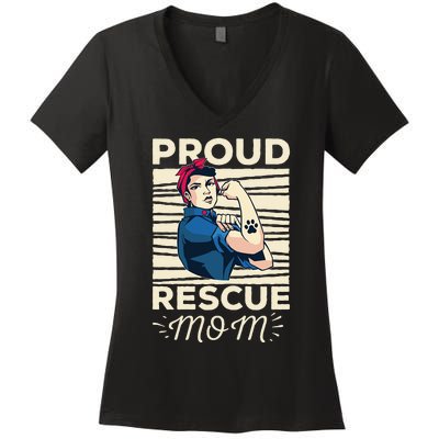 Proud Resuce Mom Dog Rescue Women's V-Neck T-Shirt