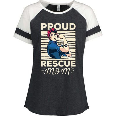 Proud Resuce Mom Dog Rescue Enza Ladies Jersey Colorblock Tee