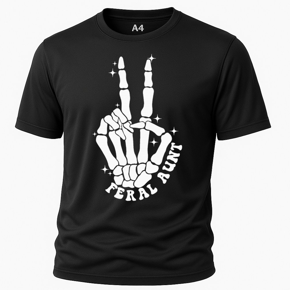 Punk Rock Mom Mother's Day Peace Skeleton Hand Feral Aunt Cooling Performance Crew T-Shirt