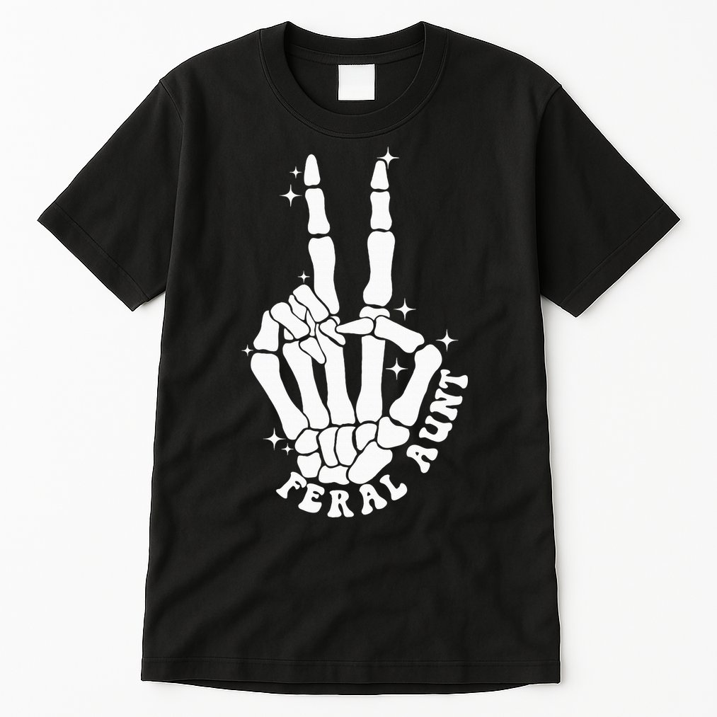 Punk Rock Mom Mother's Day Peace Skeleton Hand Feral Aunt Tall T-Shirt