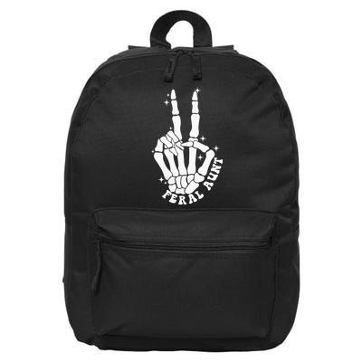 Punk Rock Mom Mother's Day Peace Skeleton Hand Feral Aunt 16 in Basic Backpack