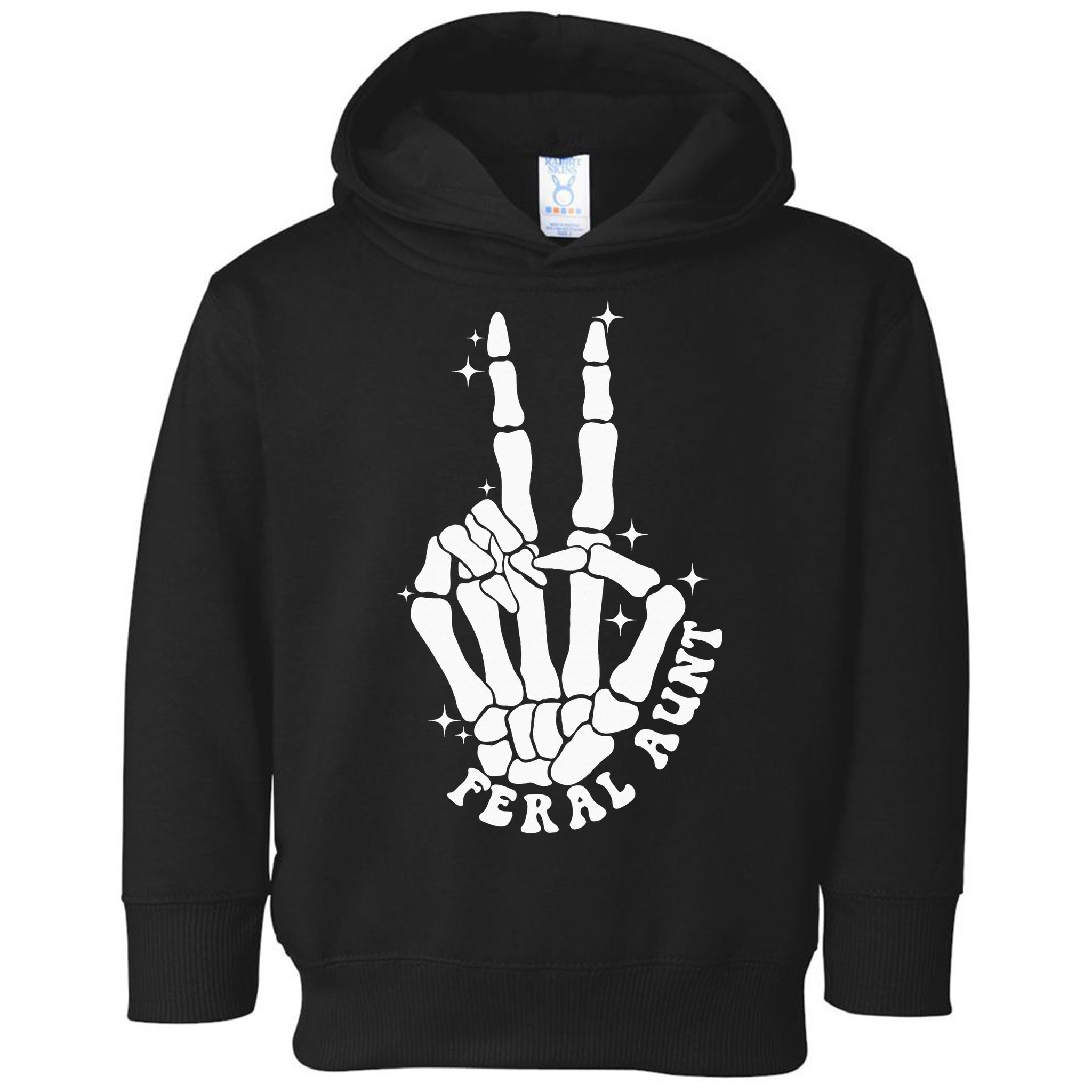 Punk Rock Mom Mother's Day Peace Skeleton Hand Feral Aunt Toddler Hoodie
