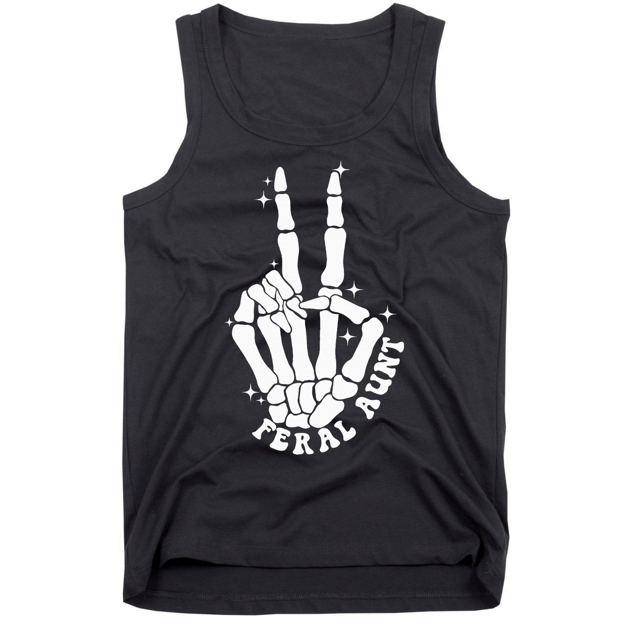 Punk Rock Mom Mother's Day Peace Skeleton Hand Feral Aunt Tank Top