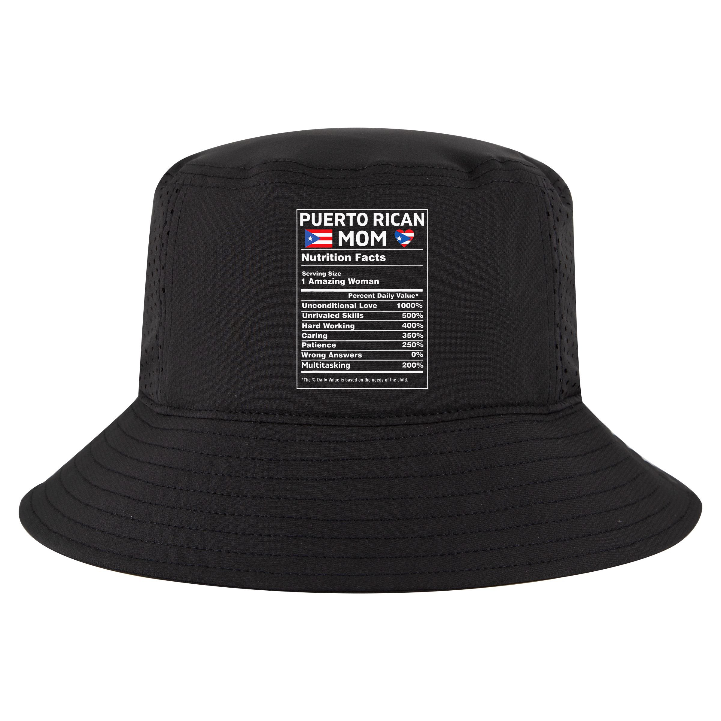 Puerto Rican Mom Nutrition Facts Boricua Puerto Rico Pr Flag Cool Comfort Performance Bucket Hat