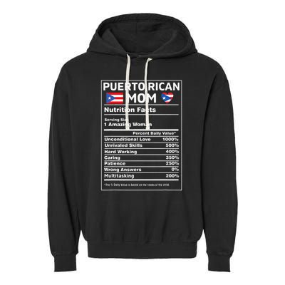 Puerto Rican Mom Nutrition Facts Boricua Puerto Rico Pr Flag Garment-Dyed Fleece Hoodie