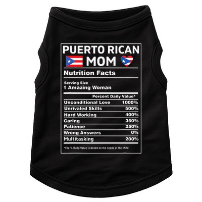 Puerto Rican Mom Nutrition Facts Boricua Puerto Rico Pr Flag Doggie Tank