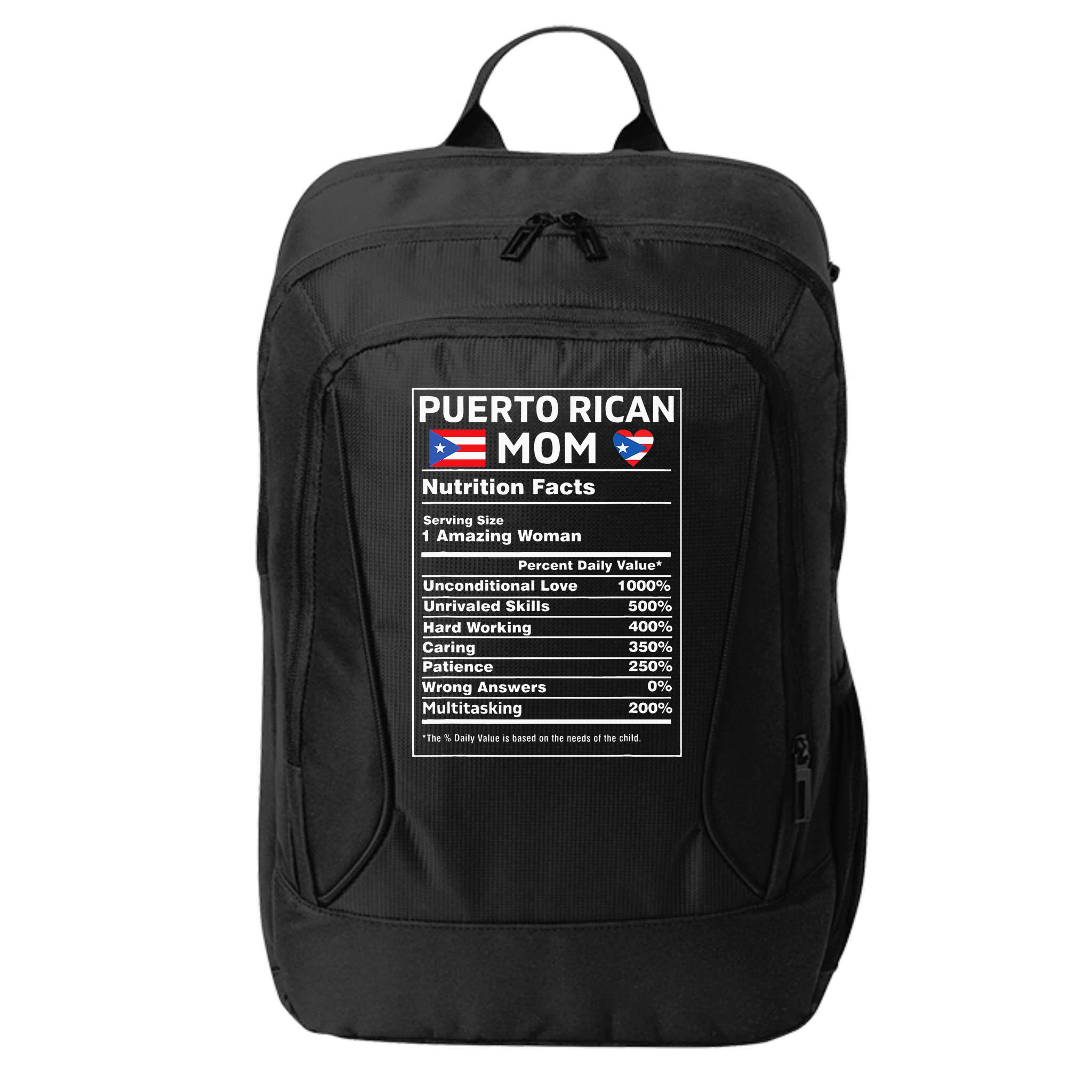 Puerto Rican Mom Nutrition Facts Boricua Puerto Rico Pr Flag City Backpack