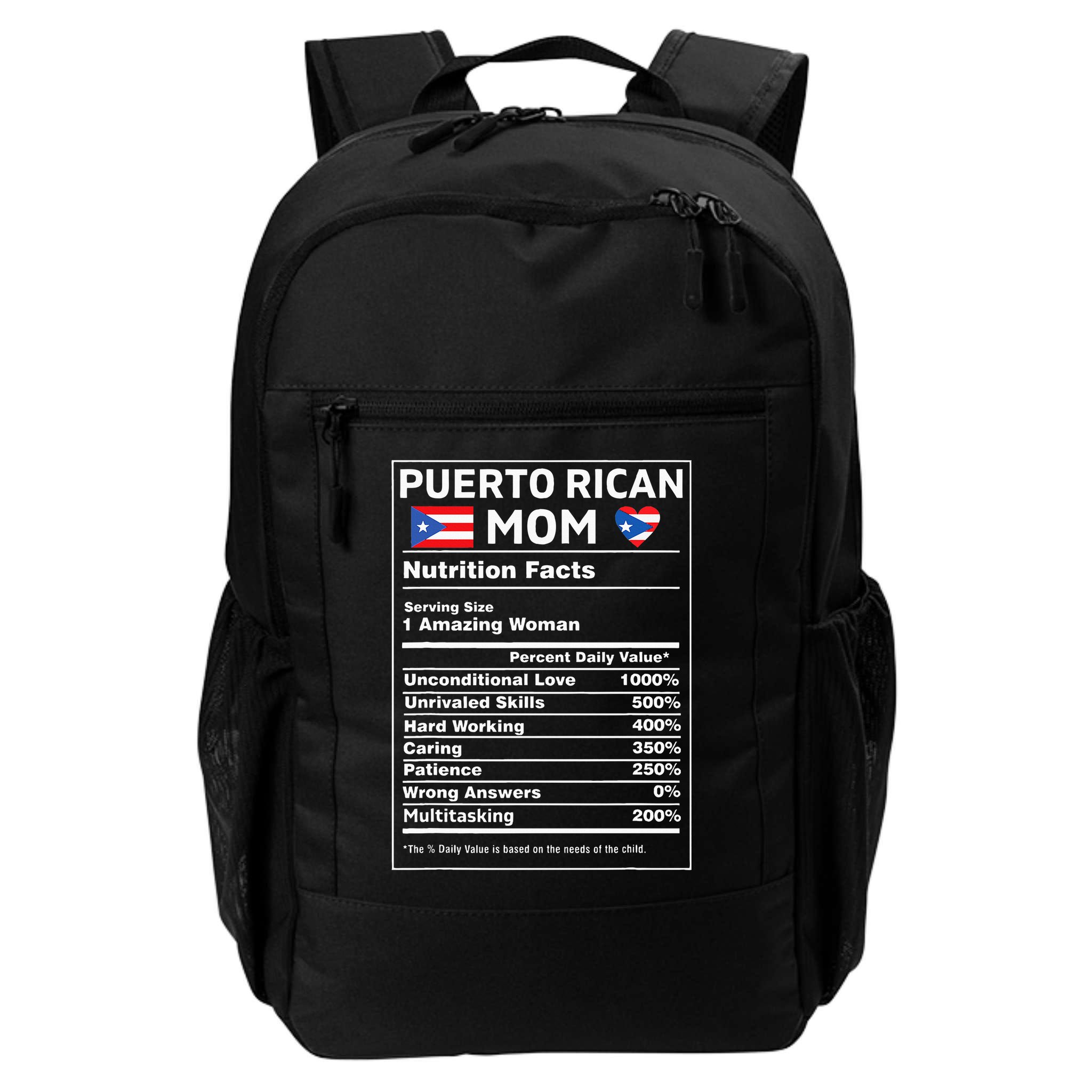 Puerto Rican Mom Nutrition Facts Boricua Puerto Rico Pr Flag Backpack
