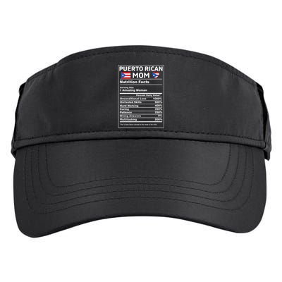 Puerto Rican Mom Nutrition Facts Boricua Puerto Rico Pr Flag Adult Drive Performance Visor