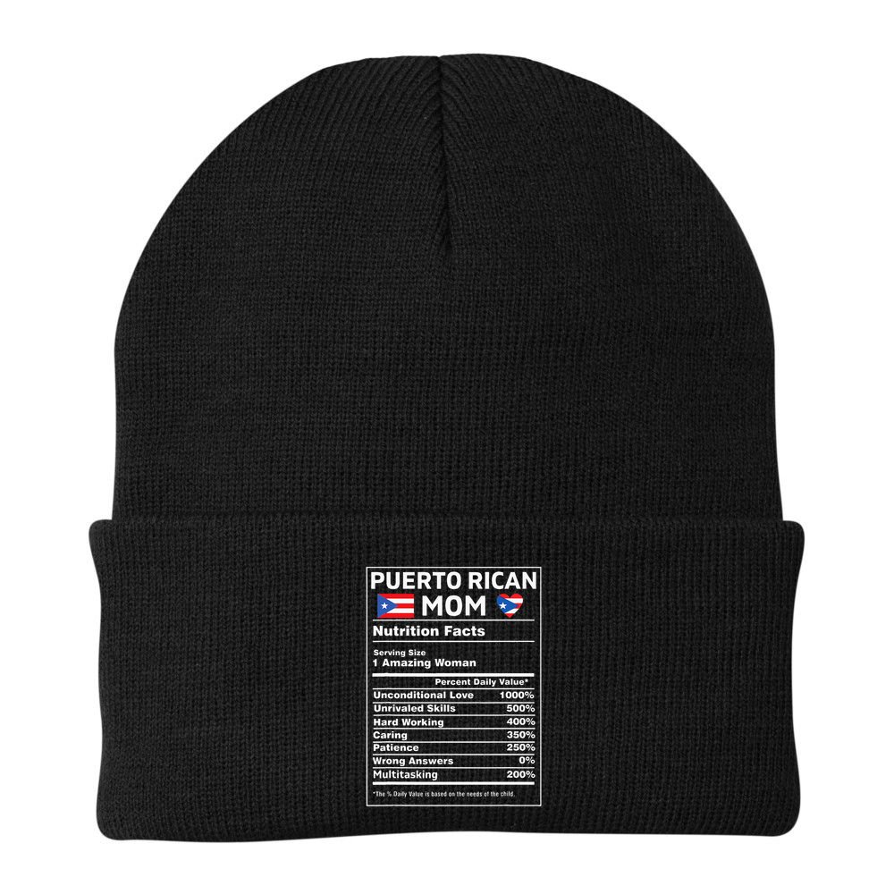 Puerto Rican Mom Nutrition Facts Boricua Puerto Rico Pr Flag Beanie