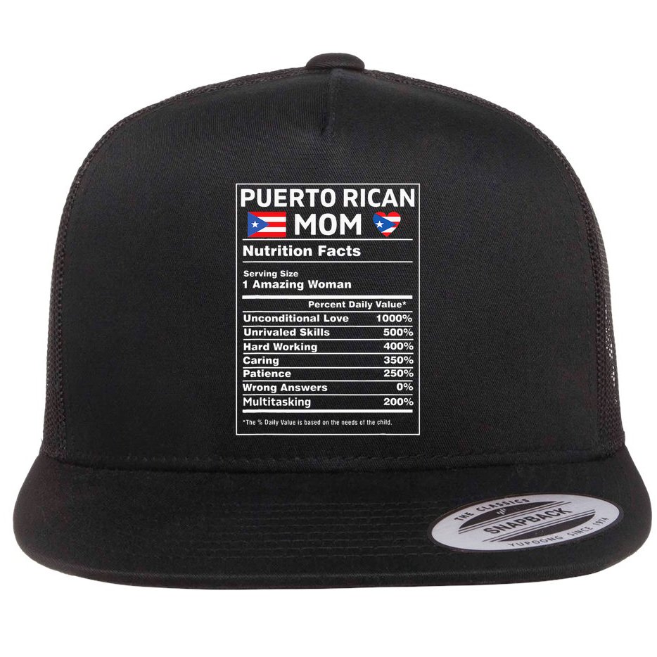 Puerto Rican Mom Nutrition Facts Boricua Puerto Rico Pr Flag Flat Bill Trucker Hat