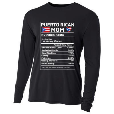 Puerto Rican Mom Nutrition Facts Boricua Puerto Rico Pr Flag Cooling Performance Long Sleeve Crew