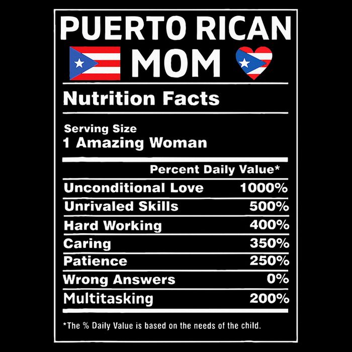 Puerto Rican Mom Nutrition Facts Boricua Puerto Rico Pr Flag Womens Tank Top