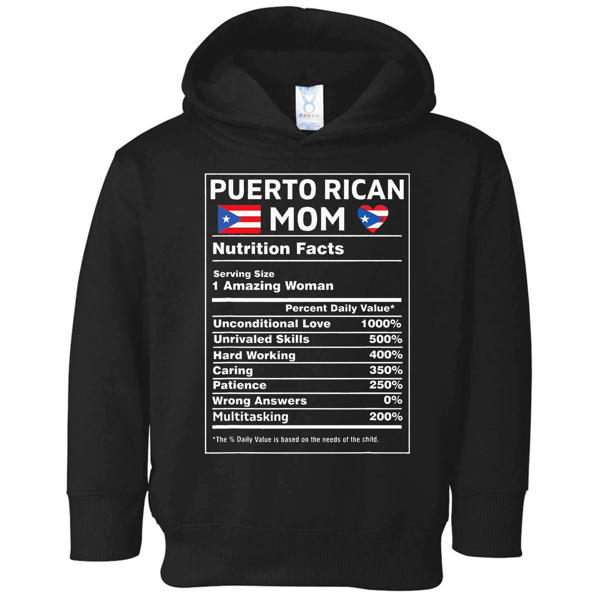 Puerto Rican Mom Nutrition Facts Boricua Puerto Rico Pr Flag Toddler Hoodie