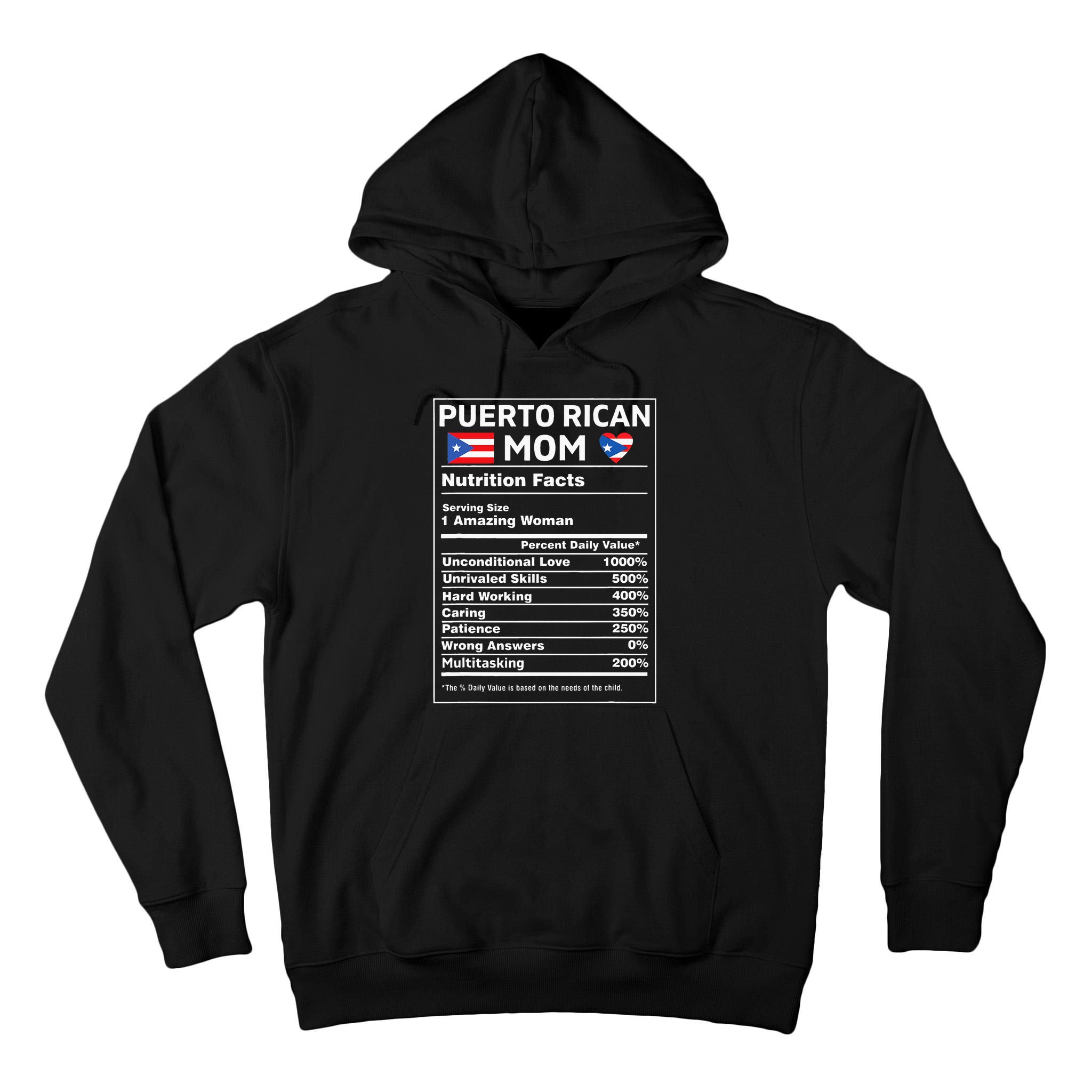 Puerto Rican Mom Nutrition Facts Boricua Puerto Rico Pr Flag Tall Hoodie