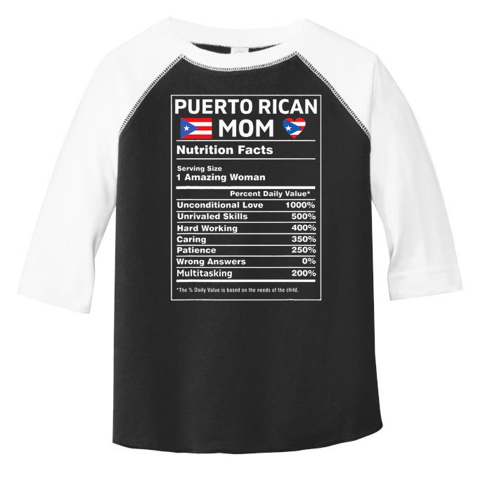Puerto Rican Mom Nutrition Facts Boricua Puerto Rico Pr Flag Toddler Fine Jersey T-Shirt