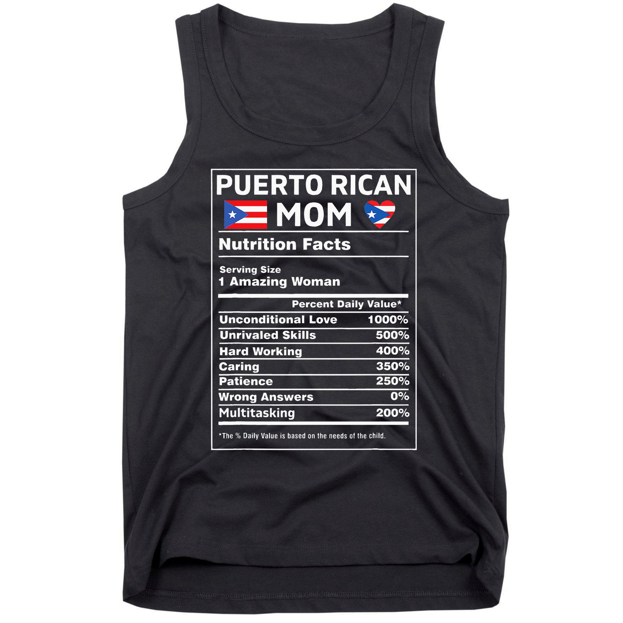 Puerto Rican Mom Nutrition Facts Boricua Puerto Rico Pr Flag Tank Top