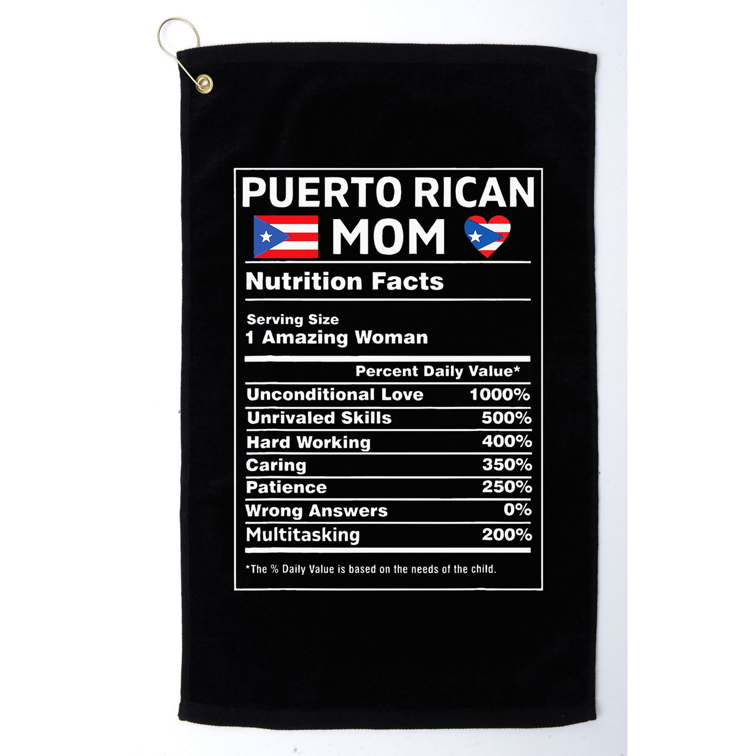 Puerto Rican Mom Nutrition Facts Boricua Puerto Rico Pr Flag Golf Towel