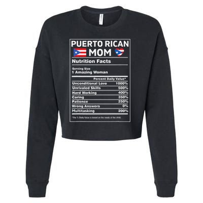 Puerto Rican Mom Nutrition Facts Boricua Puerto Rico Pr Flag Cropped Pullover Crew