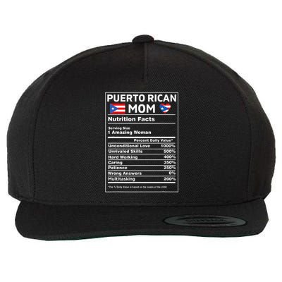 Puerto Rican Mom Nutrition Facts Boricua Puerto Rico Pr Flag Wool Snapback Cap