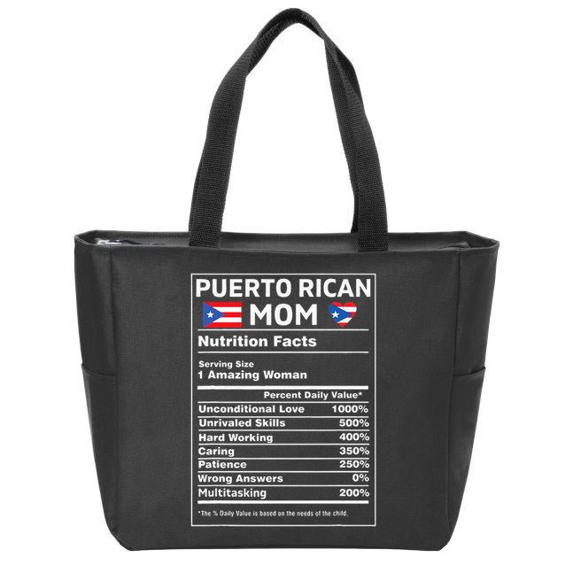 Puerto Rican Mom Nutrition Facts Boricua Puerto Rico Pr Flag Zip Tote Bag