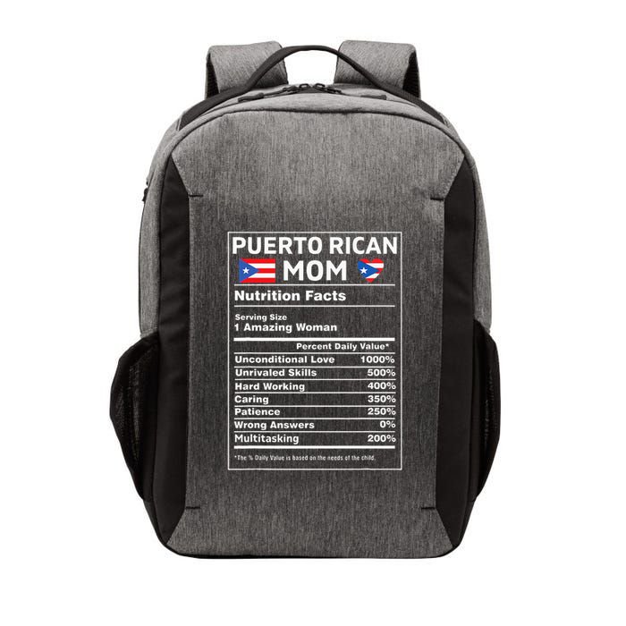 Puerto Rican Mom Nutrition Facts Boricua Puerto Rico Pr Flag Vector Backpack