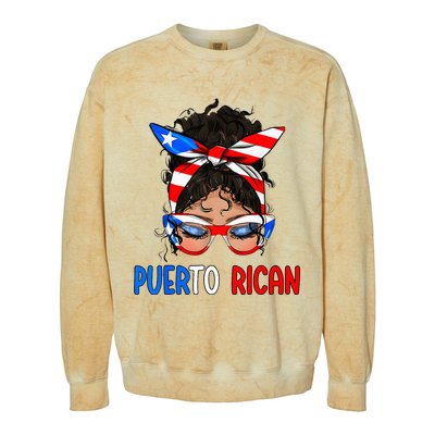 Puerto Rican Messy Hair Puerto Rico Pride Colorblast Crewneck Sweatshirt