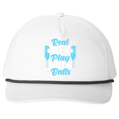 Pickleball Real Men Play With Pickle Balls Funny Humor Snapback Five-Panel Rope Hat