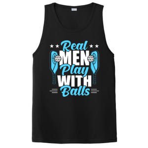 Pickleball Real Men Play With Pickle Balls Funny Humor PosiCharge Competitor Tank