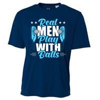 Pickleball Real Men Play With Pickle Balls Funny Humor Cooling Performance Crew T-Shirt