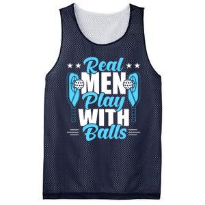 Pickleball Real Men Play With Pickle Balls Funny Humor Mesh Reversible Basketball Jersey Tank